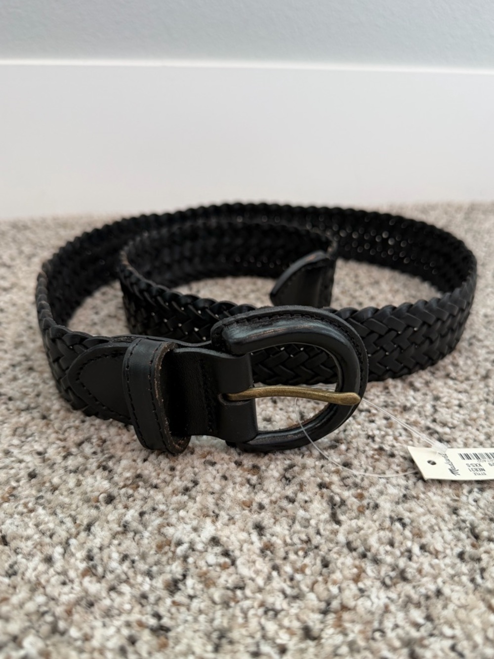 Madewell 100% Genuine Leather Braided Black Belt NWT